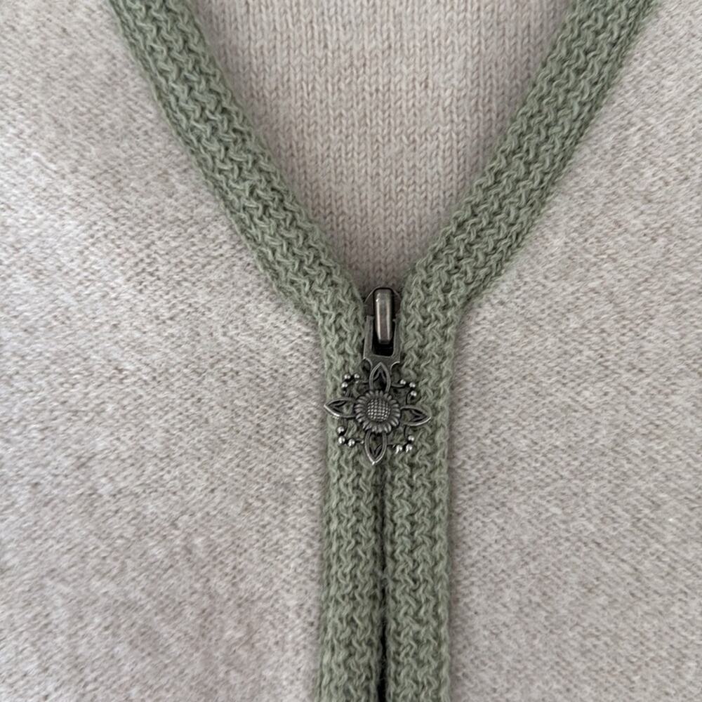 Cabela's Oatmeal/Green Wool Zip Up Sweater Vest Size L - Picture 4 of 6